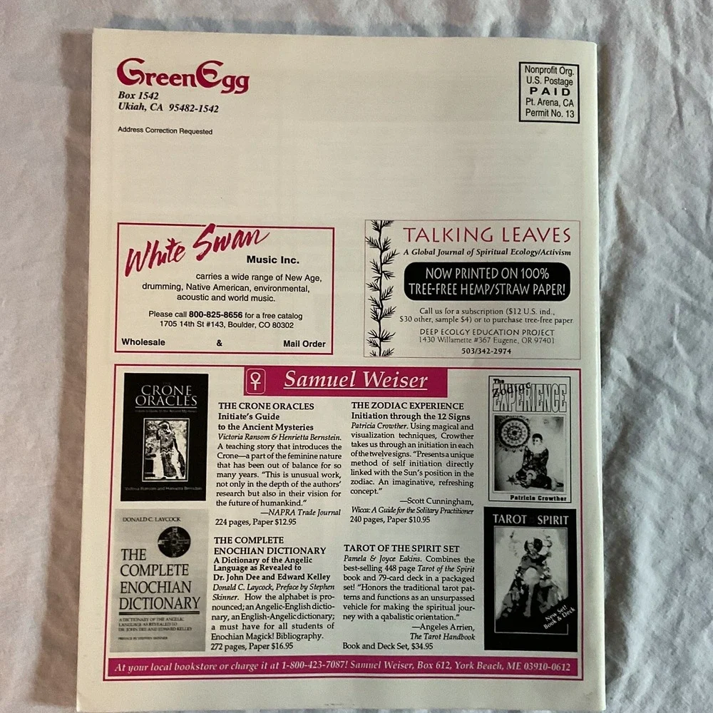 GREEN EGG MAGAZINE- Wiccan Magazine Vol 27 # 106 Autumn 1994